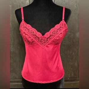 Vintage Vassarette Red lace & satin Camisole - size M ***Refer to measurements